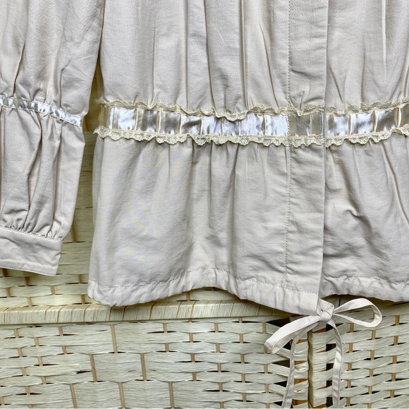 Vintage DB Sport Khaki Jacket With Lace & Satin Ribbon Size L Women's - Picture 5 of 12